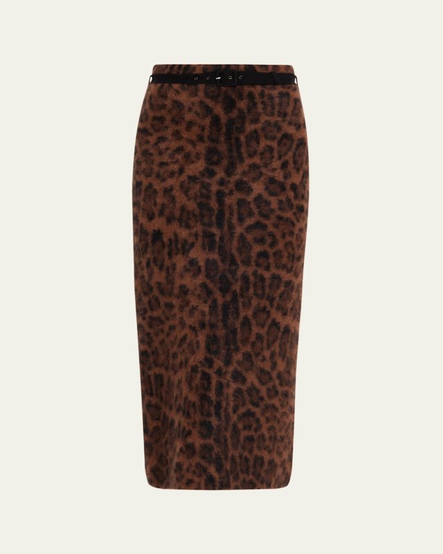 Levi Belted Brushed Cashmere Midi Skirt